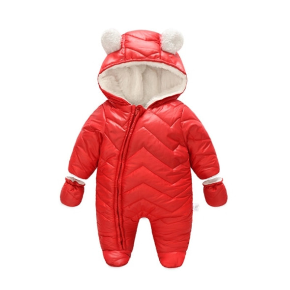 Padded And Fleece Hooded Jumpsuit (Color:Red Size:73)