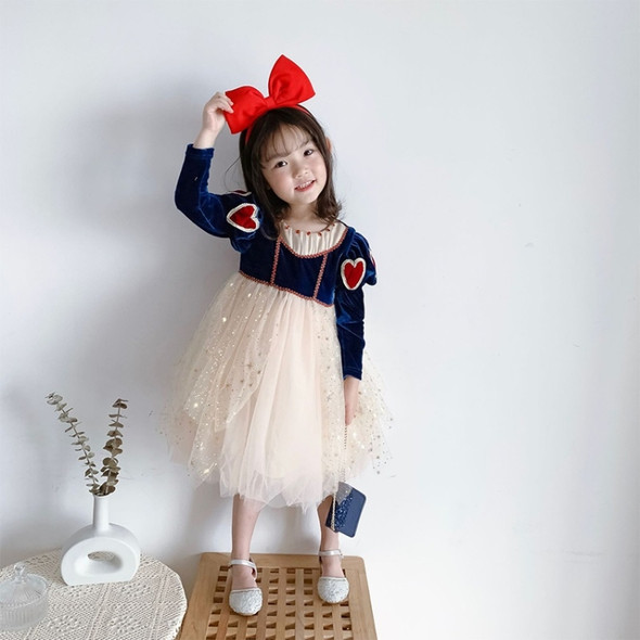 Girls Fluffy Mesh Dress (Color:Love Snow White Size:120)