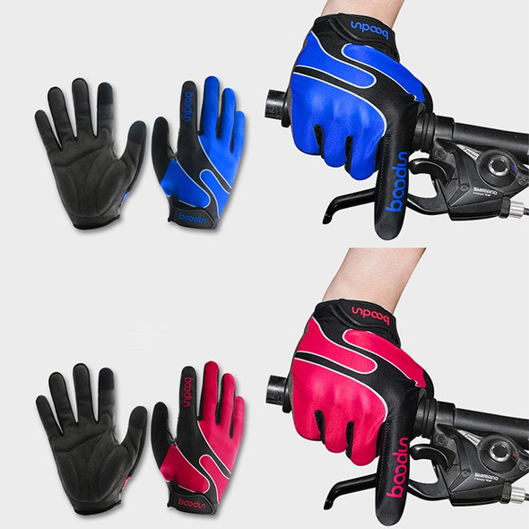 Boodun Bicycle Gloves Long Finger Cycling Glove Sports Outdoor Elastic Touch Screen Gloves, Size: S(Rose Red)