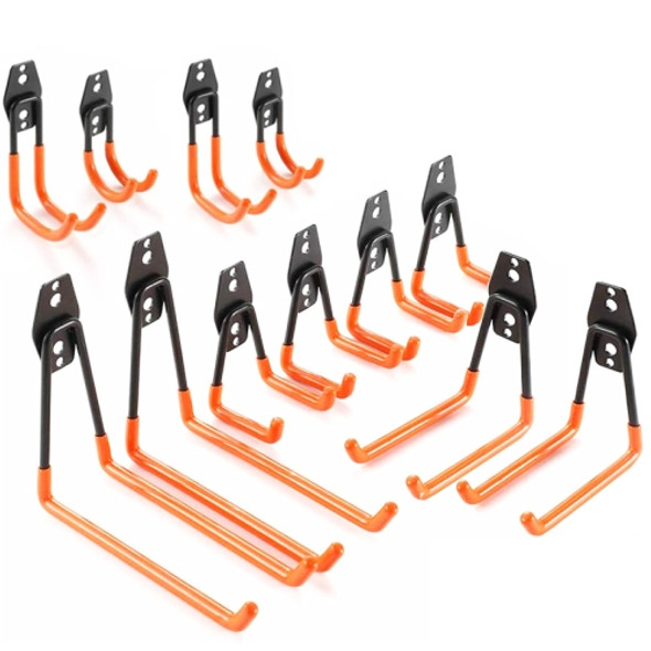 12 PCS/Set 630 Garage Hook Warehouse Storage Dip Metal Hook(Bright Orange)