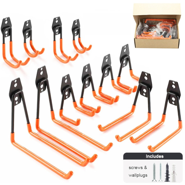 12 PCS/Set 630 Garage Hook Warehouse Storage Dip Metal Hook(Bright Orange)