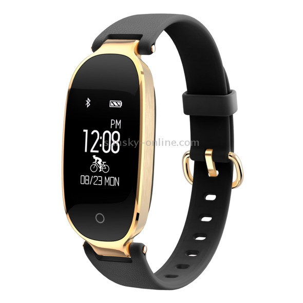 S3 0.96 inch OLED Display Bluetooth Sports Smart Bracelet, IP67 Waterproof, Support Heart Rate Monitor / GPS Trajectory / Pedometer / Calls Remind / Sedentary Reminder / Remote Capture / Distance, Compatible with Android and iOS Phones (Black + Gold)