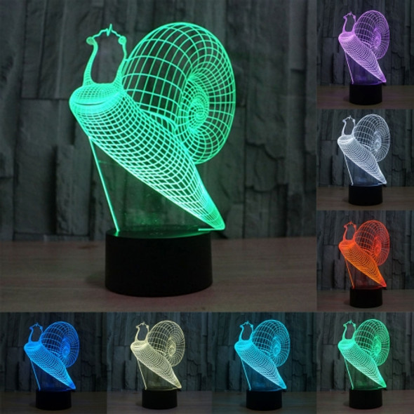 Snail Style 3D Touch Switch Control LED Light , 7 Color Discoloration Creative Visual Stereo Lamp Desk Lamp Night Light