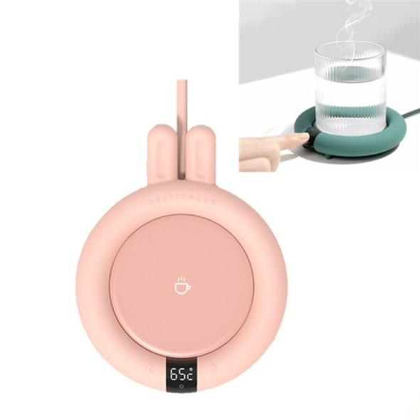 Heating Warm Coaster Office Thermostatic Coaster Touch Three-Speed Adjustment Timing Insulation Coaster, CN Plug(Bunny Pink)