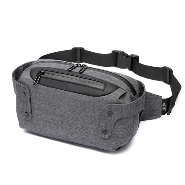 Ozuko 9360 Outdoor Waterproof Men Sports Waist Bag Messenger Bag with External USB Charging Port(Dark Gray)