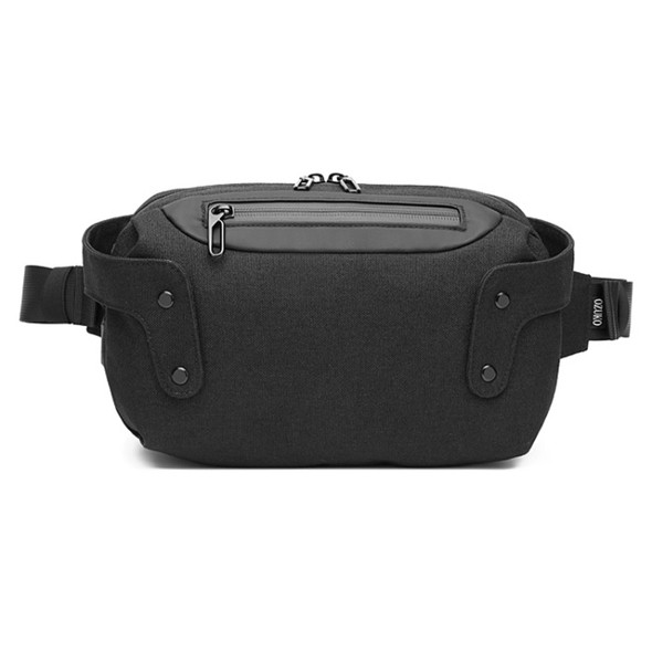 Ozuko 9360 Outdoor Waterproof Men Sports Waist Bag Messenger Bag with External USB Charging Port(Black)