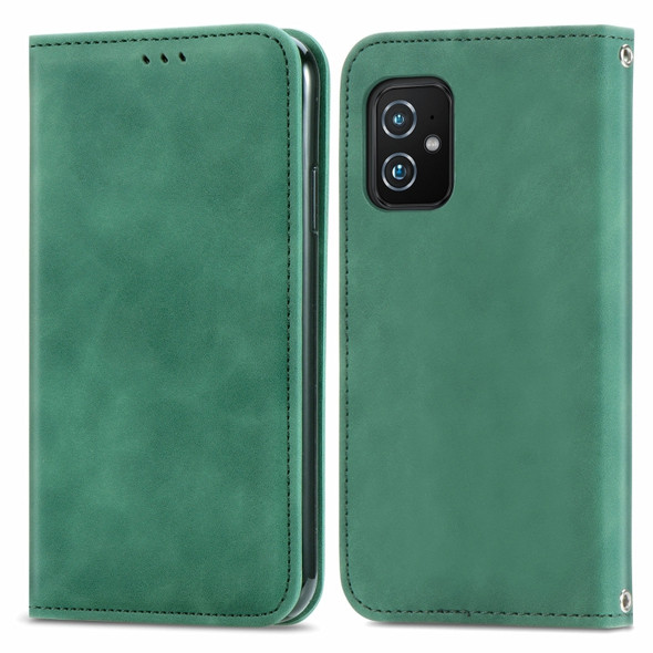 For Asus Zenfone 8 ZS590KS Retro Skin Feel Business Magnetic Horizontal Flip Leather Case with Holder & Card Slots & Wallet & Photo Frame(Green)