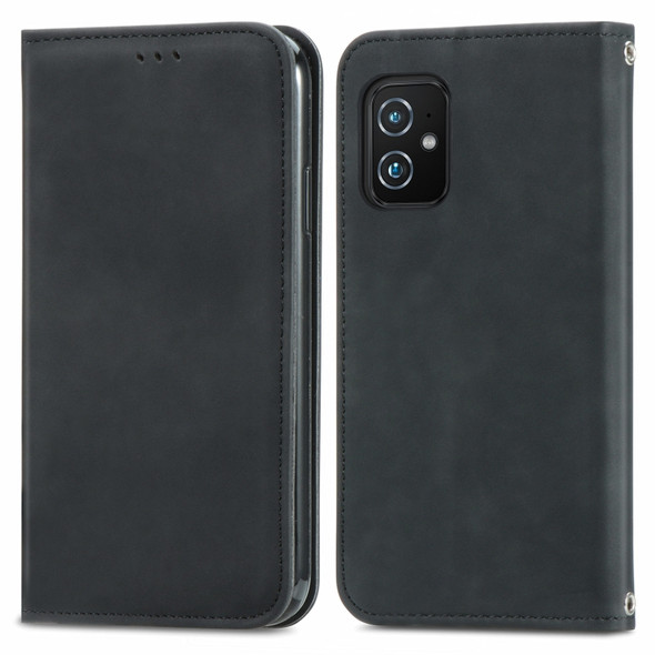 For Asus Zenfone 8 ZS590KS Retro Skin Feel Business Magnetic Horizontal Flip Leather Case with Holder & Card Slots & Wallet & Photo Frame(Black)