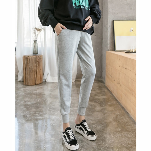 Fashion Pregnant Mother Pants, Wear Trendy Mother Belly Lift Harem Trousers, Casual Autumn And Winter Clothes (Color:Light Grey Size:M)