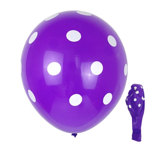 100 PCS FY-10280 12 Inch Dot Party Decorative Balloon Wedding Scene Arrangement Latex Balloon(Purple White Dot)