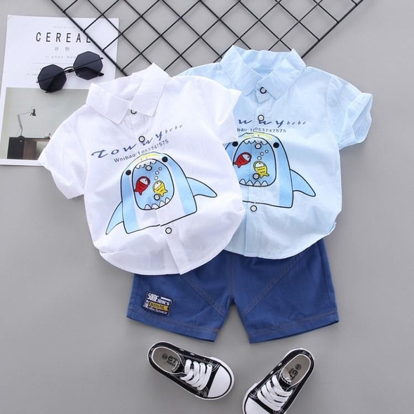 Boys T-shirt Short Sleeve Suit (Color:White Size:80cm)