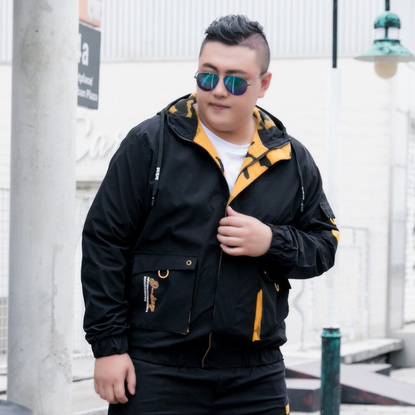 Mens thin outerwear plus fat plus size casual jacket (Color:Black Size:XXXXXXXXXL)