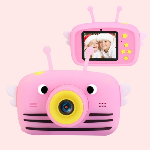 HoneyBee Children Toy Camera HD Front and Rear Dual-lens Camera Cartoon Digital Camera(Pink)