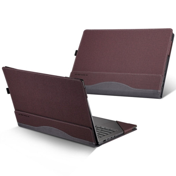 Laptop PU Leather Protective Case For Lenovo Yoga 520-14(Wine Red)