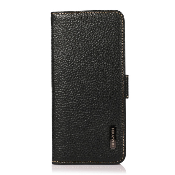 For Wiko Y62 KHAZNEH Side-Magnetic Litchi Genuine Leather RFID Phone Case(Black)