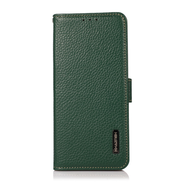 For Wiko Y62 KHAZNEH Side-Magnetic Litchi Genuine Leather RFID Phone Case(Green)