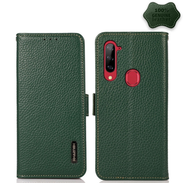 For ZTE Libero 5G KHAZNEH Side-Magnetic Litchi Genuine Leather RFID Phone Case(Green)