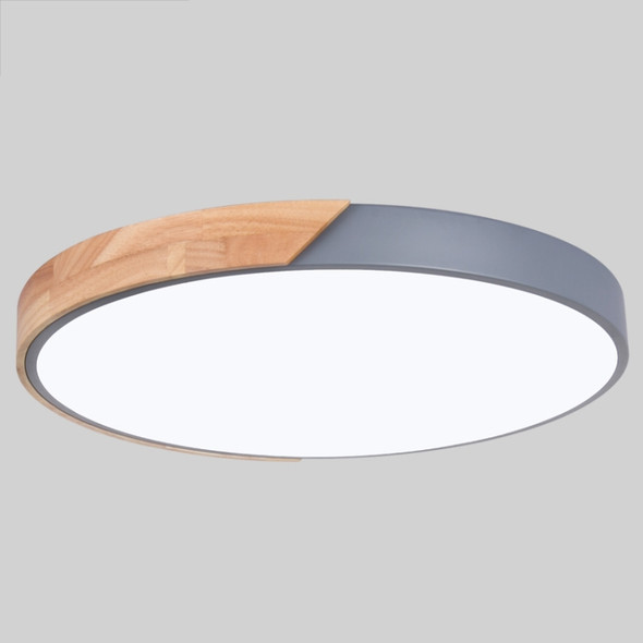 Wood Macaron LED Round Ceiling Lamp, Stepless Dimming, Size:60cm(Grey)