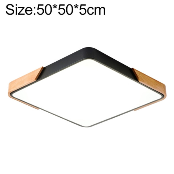 Wood Macaron LED Square Ceiling Lamp, White Light, Size:50cm(Black)