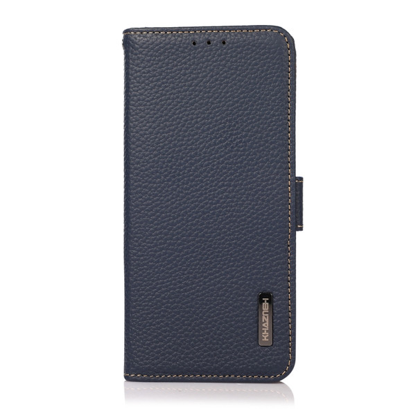 For ZTE Libero 5G KHAZNEH Side-Magnetic Litchi Genuine Leather RFID Phone Case(Blue)