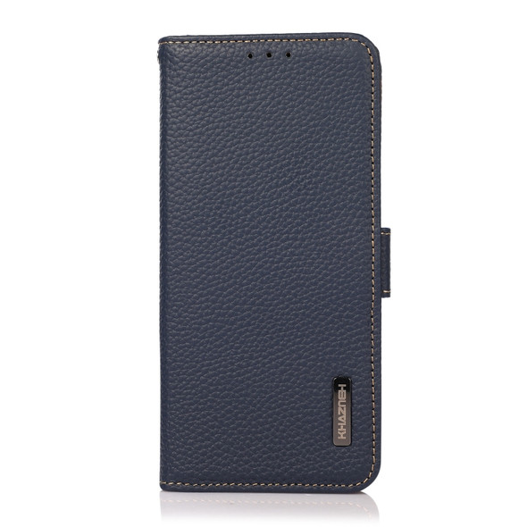 For Google Pixel 6 KHAZNEH Side-Magnetic Litchi Genuine Leather RFID Case(Blue)