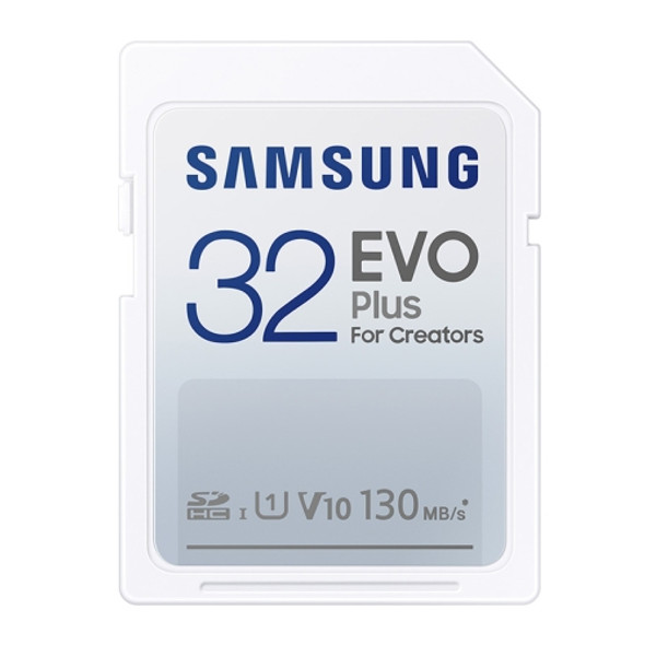 Original Samsung EVO Plus SD Memory Card (2021), Capacity:32GB(White Blue)