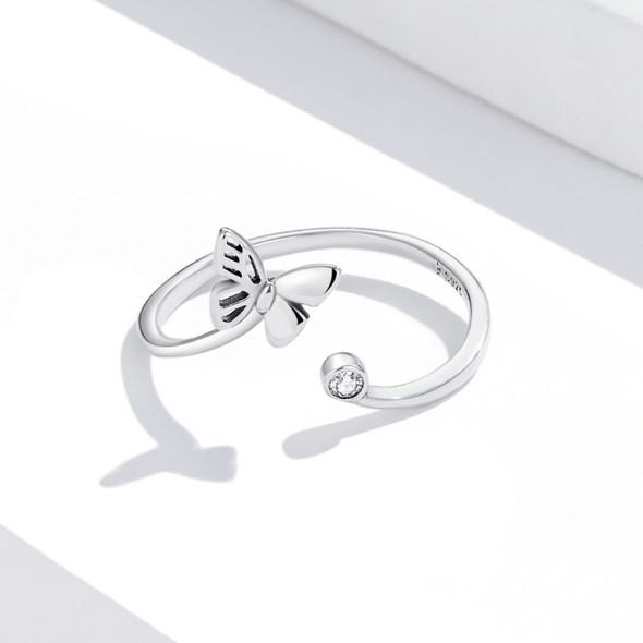 S925 Sterling Silver Butterfly Women Open Ring