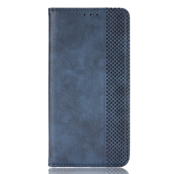 For Google Pixel 6a Magnetic Buckle Retro Texture Leather Case(Blue)