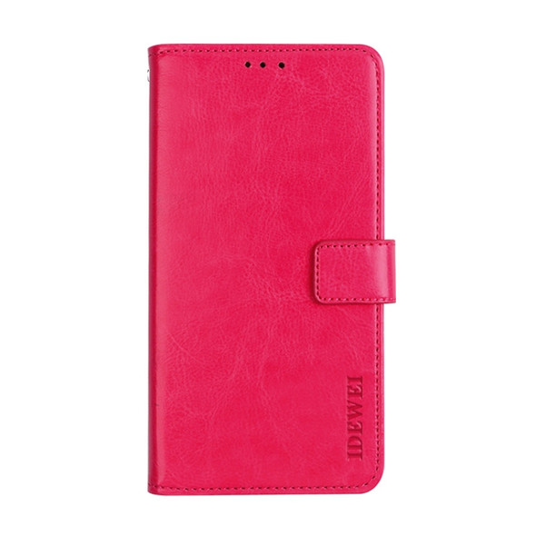 For HTC Desire 12 idewei Crazy Horse Texture Horizontal Flip Leather Case with Holder & Card Slots & Wallet(Rose Red)