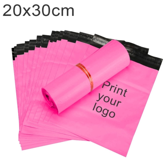 30000 PCS 20x30cm Custom Printed Thick Plastic Courier Bags with Your Logo for Products Packaging & Shipment(Pink)