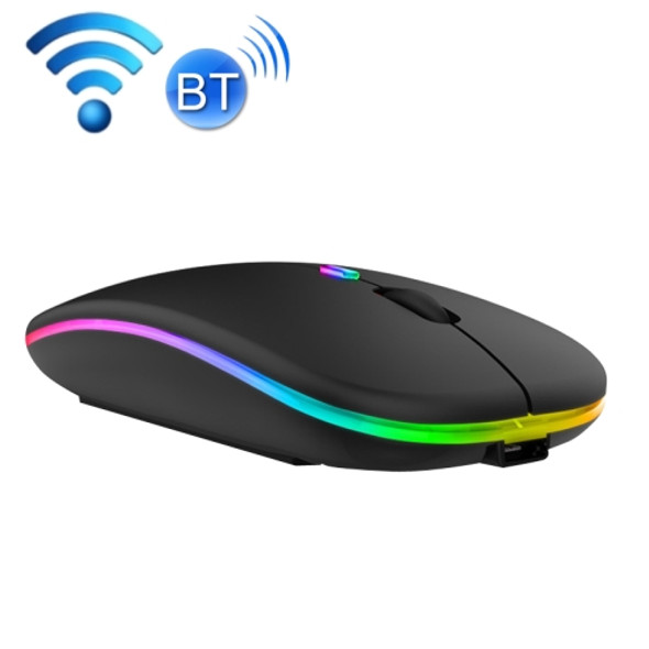 C7002 2400DPI 4 Keys Colorful Luminous Wireless Mouse, Color: Dual-modes Black