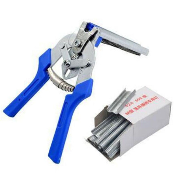 Nail non-slip Handle Stainless Steel Hand Tool Chicken Cage Barbed Wire Pig Tongs, Style:Blue Tied Cage Clamp+1 M nails