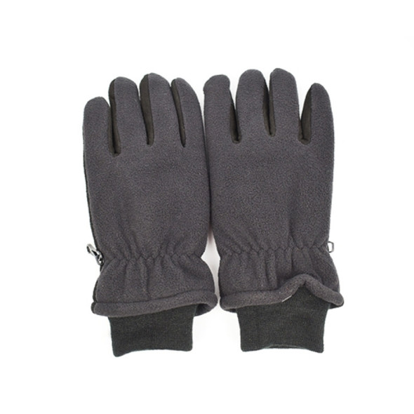 JJ-BN5008 Deerskin Polar Fleece Cold Protection Warm Ski Gloves, Size: M(Black)