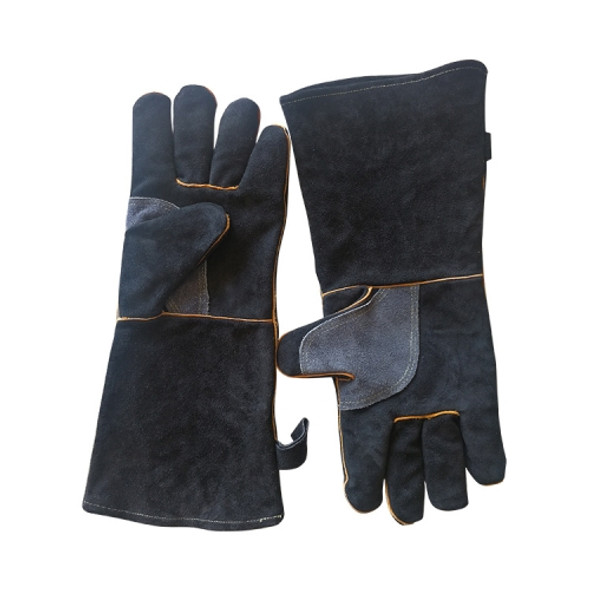 1 Pair Outdoor Gardening Cut-Proof Cowhide Welding Gloves, Length 35cm(Black)