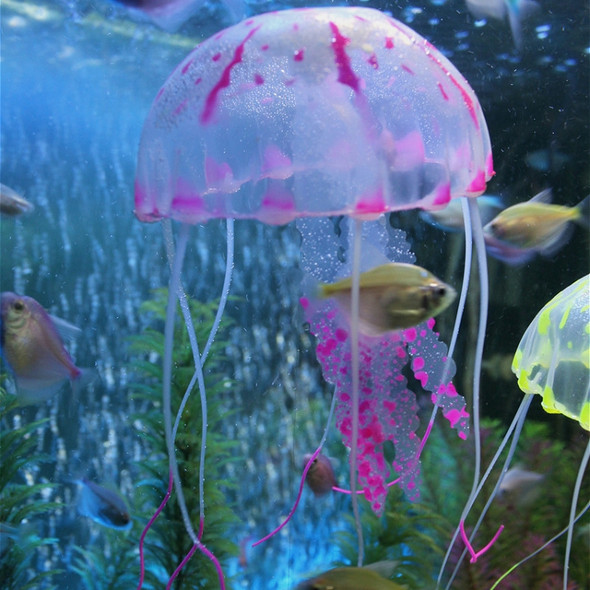 3 PCS Aquarium Articles Decoration Silicone Simulation Fluorescent Sucker Jellyfish, Size: 5*17cm (Purple)