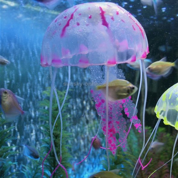 3 PCS Aquarium Articles Decoration Silicone Simulation Fluorescent Sucker Jellyfish, Size: 5*17cm (Purple)