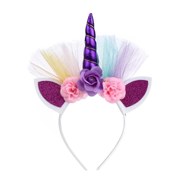 2 PCS F006 Unicorn Headband Children Birthday Festival Party Hair Accessories(Deep Purple 2)