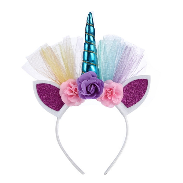 2 PCS F006 Unicorn Headband Children Birthday Festival Party Hair Accessories(Blue 2)