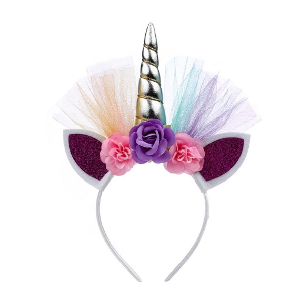 2 PCS F006 Unicorn Headband Children Birthday Festival Party Hair Accessories(Silver 2)