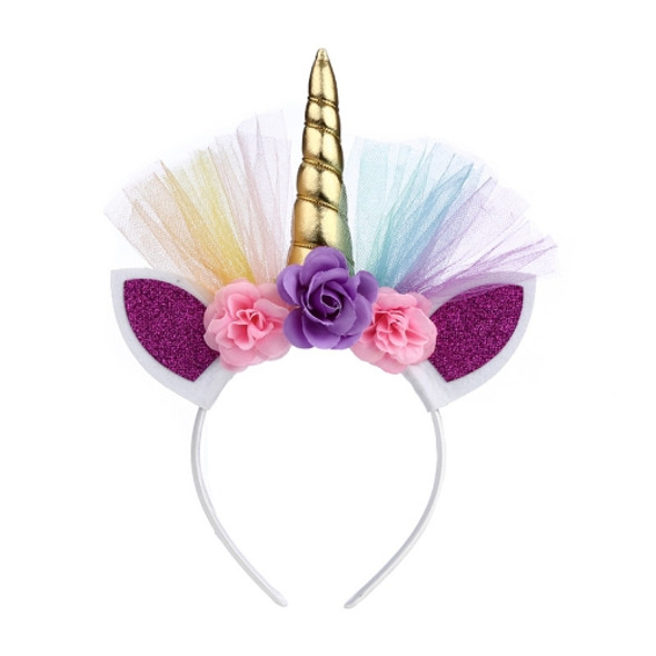 2 PCS F006 Unicorn Headband Children Birthday Festival Party Hair Accessories(Golden 2)