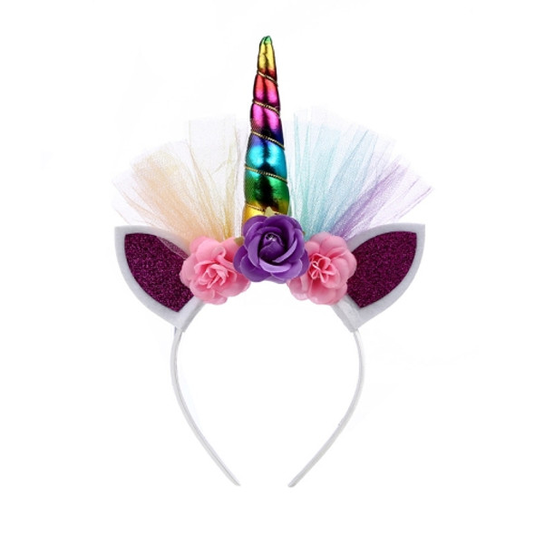 2 PCS F006 Unicorn Headband Children Birthday Festival Party Hair Accessories(Rainbow 2)