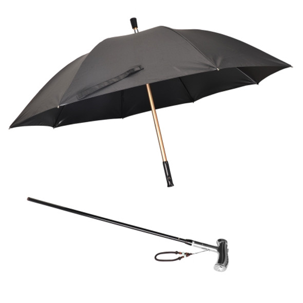 MF--69 Multifunctional Climbing Crutch Umbrella Alarm Lighting Hand-Cranked Power Umbrella(Silver Gray)