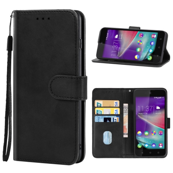 Leather Phone Case For Wiko Rainbow Lite(Black)