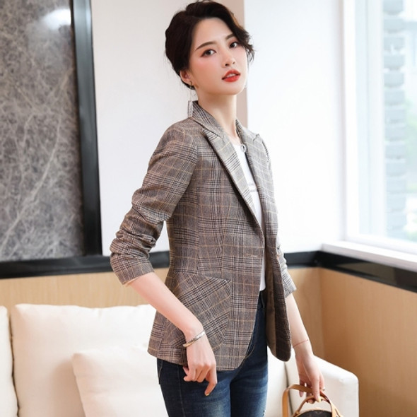 Fashion Casual Plaid Suit (Color:Yellow Size:S)