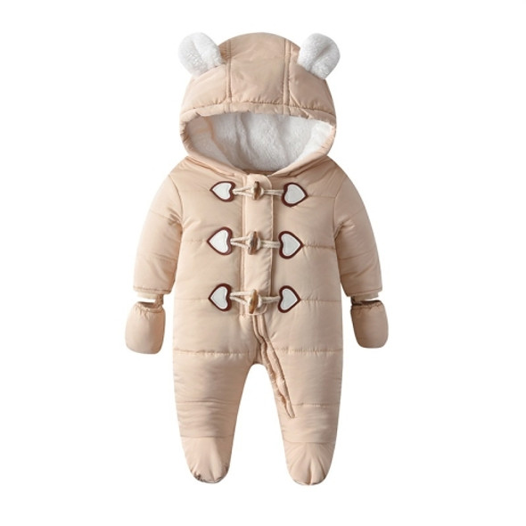 Quilted And Velvet Warm Baby Onesies (Color:Khaki Size:90)