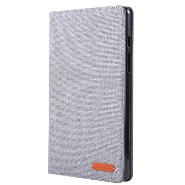 For Galaxy Tab A8.0  T290 / T295 (2019) Cloth Teature Horizontal Flip PU Leather Case with with Holder & Card Slots(Gray)