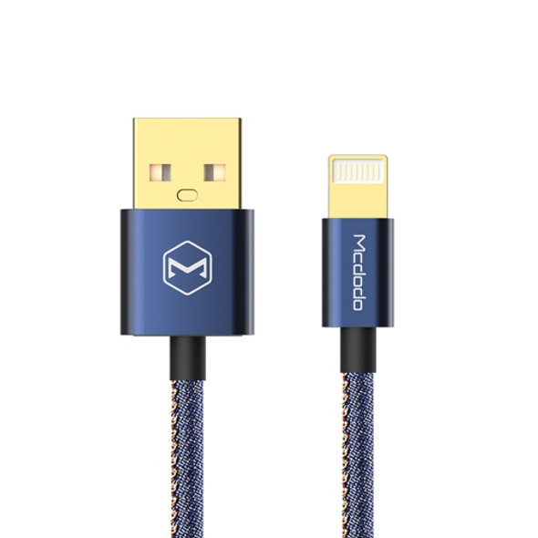 Mcdodo CA-1730 1.2m 2.4A Reversible 8 Pin to USB Denim Cover TPE Jacket Data Sync Charging Cable with Aero Aluminum Head, For iPhone XR / iPhone XS MAX / iPhone X & XS / iPhone 8 & 8 Plus / iPhone 7 & 7 Plus / iPhone 6 & 6s & 6 Plus & 6s Plus / iPad