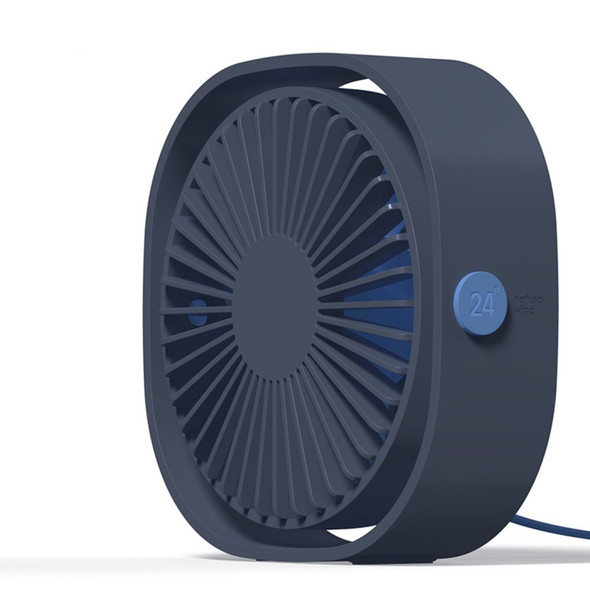 360 Degree Rotation  Wind 3 Speeds Mini USB Desktop Fan (Dark Blue)