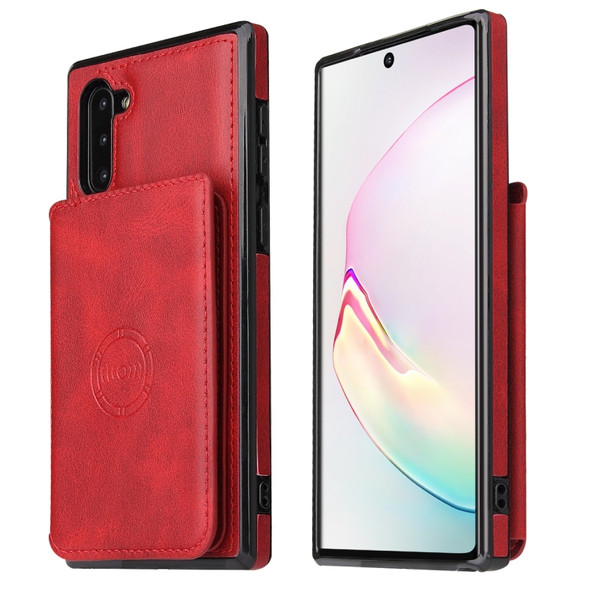 For Samsung Galaxy Note10 Calf Texture Magnetic Card Bag PU Phone Case(Red)