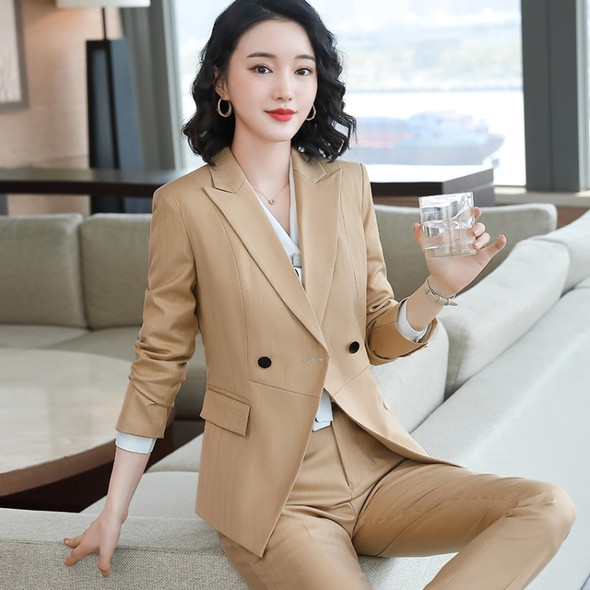 Business Wear Fashion Casual Suit Work Clothes Suit, Style: Coat + Pants + Shirt (Color:Apricot Size:XL)